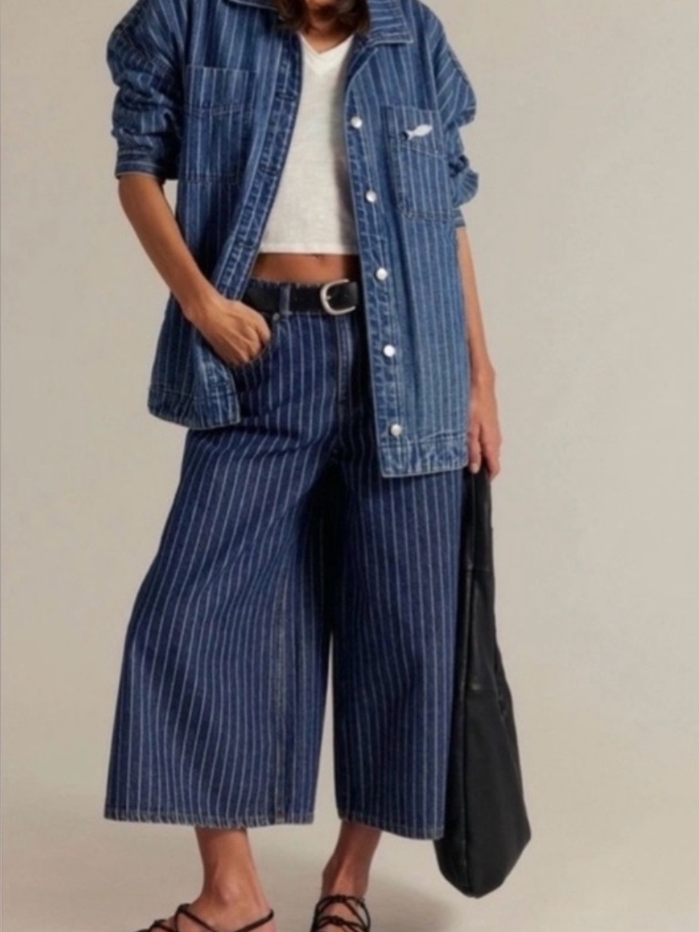 NWT We The Free  High Top Pinstripe Culottes Wide Crop Pinstripe Size 28